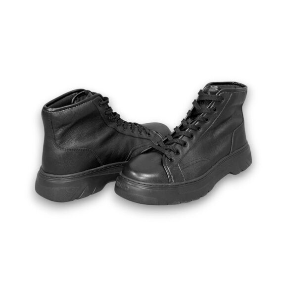 HUGO Urian Men's Black Leather Hiking Boots US 9 (UK 8 EU 42) MSRP $199 - Picture 4 of 4